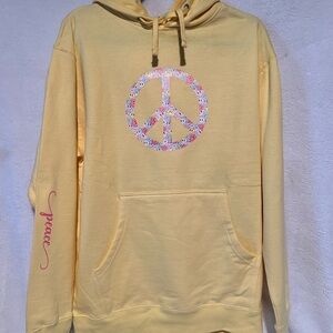 Floral Peace Sign Yellow Hoodie